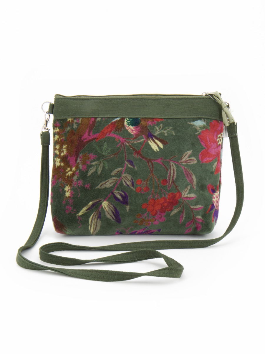 Borsa a tracolla in velluto verde Sweety Velvet Garden