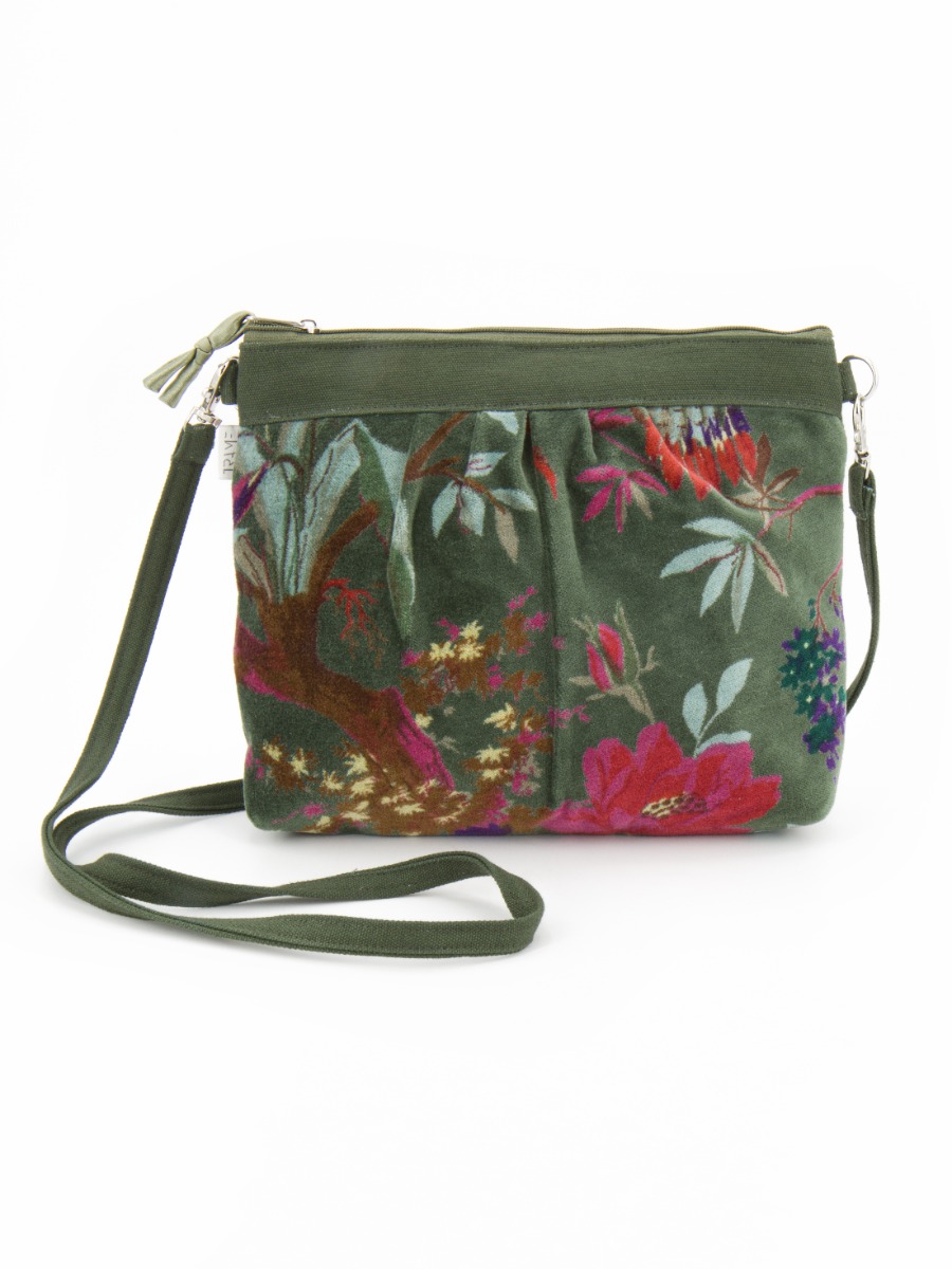 Borsa a tracolla in velluto verde Sweety Velvet Garden