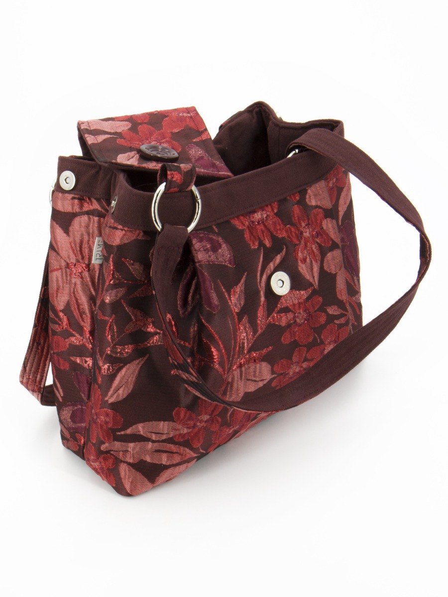 Borsa a spalla in broccato rosso TOTE Colori della Terra