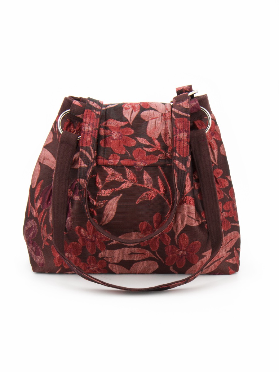 Borsa a spalla in broccato rosso TOTE Colori della Terra