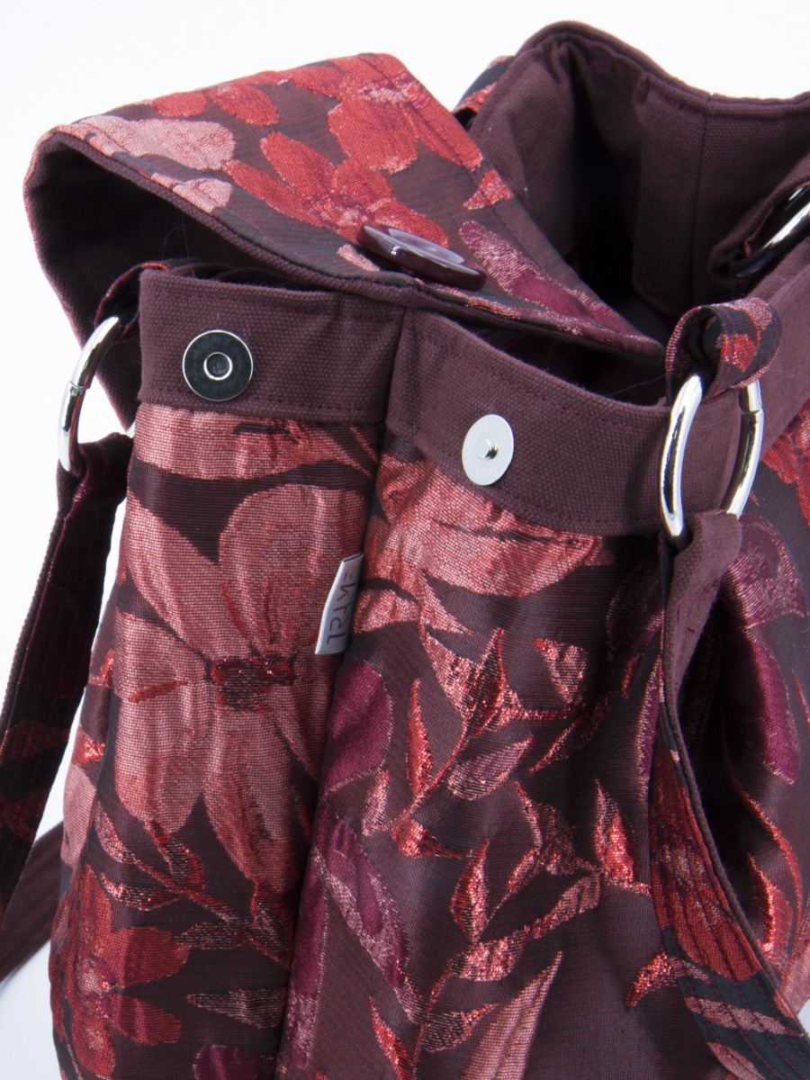 Borsa a spalla in broccato rosso TOTE Colori della Terra