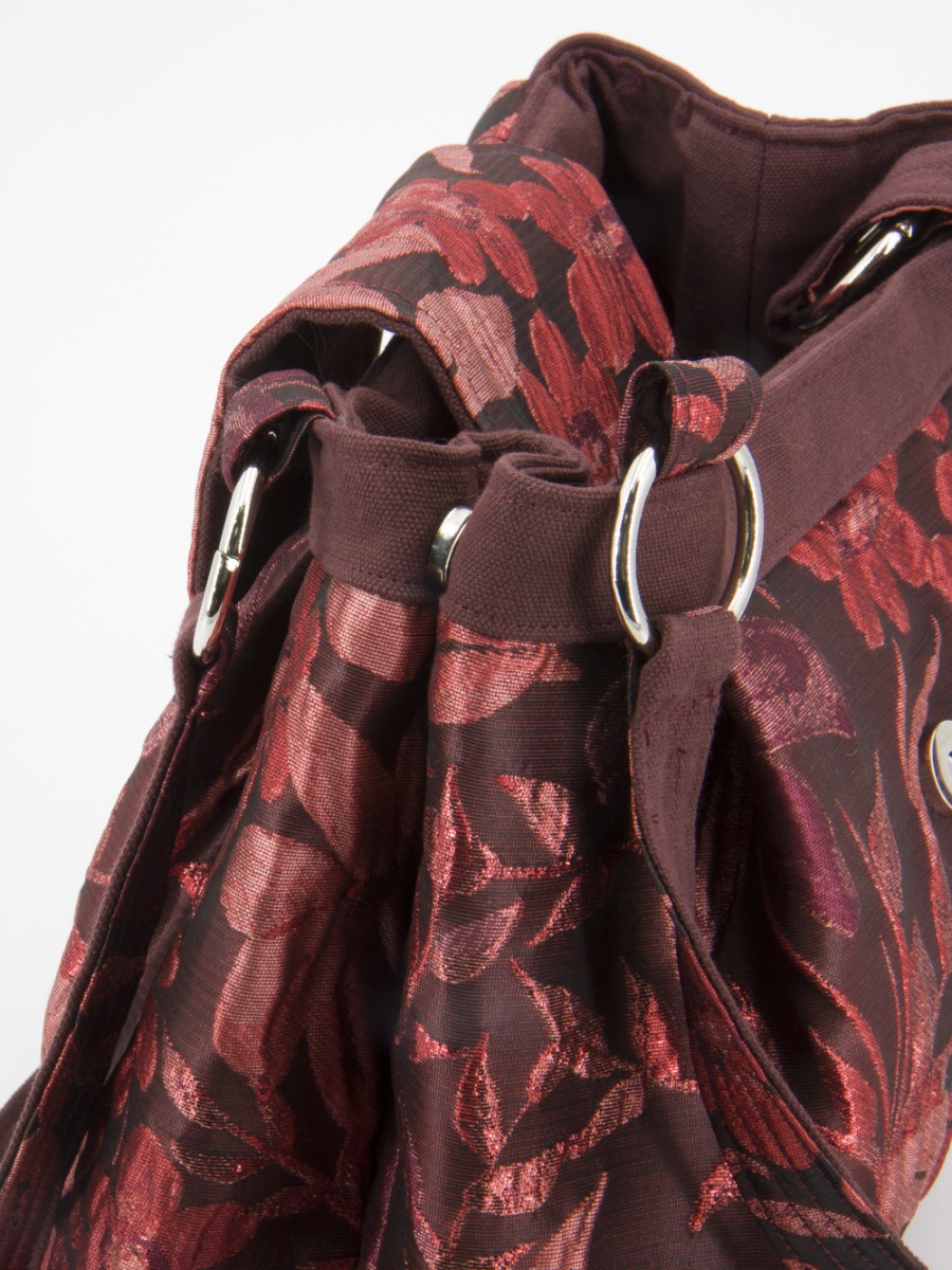 Borsa a spalla in broccato rosso TOTE Colori della Terra