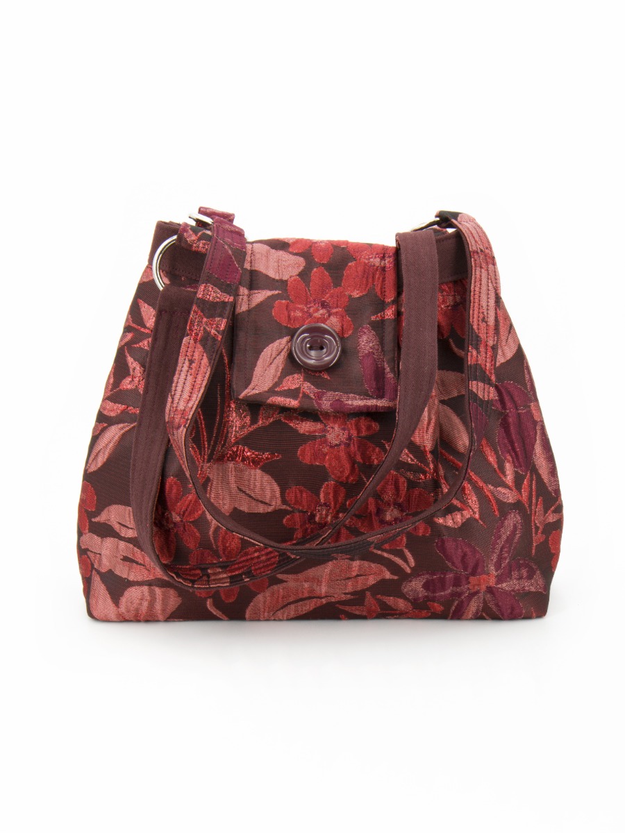Borsa a spalla in broccato rosso TOTE Colori della Terra