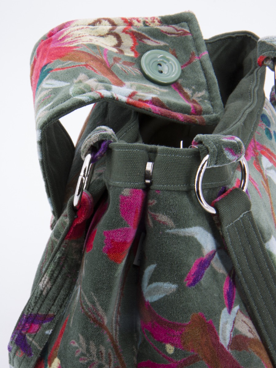 Borsa a spalla in velluto verde TOTE Velvet Garden