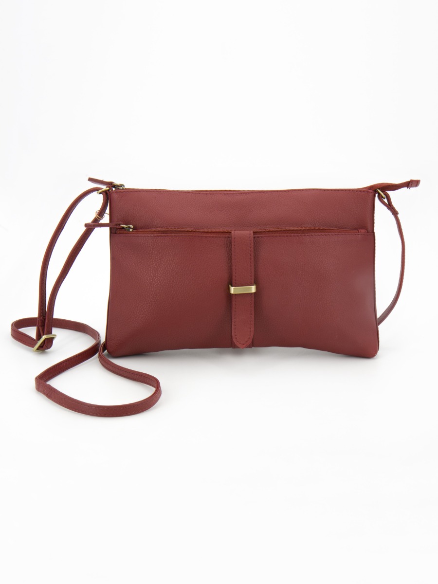 Borsa piccola tracolla in nappa, Sealdah Rosso porpora