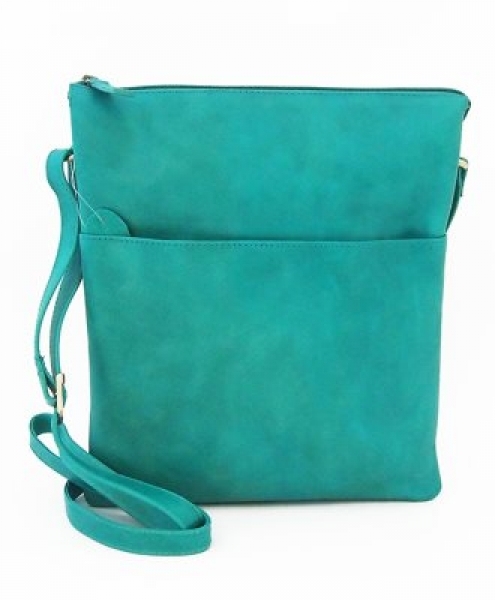 Borsa a tracolla verticale in pelle nappa Nimta Verde acqua