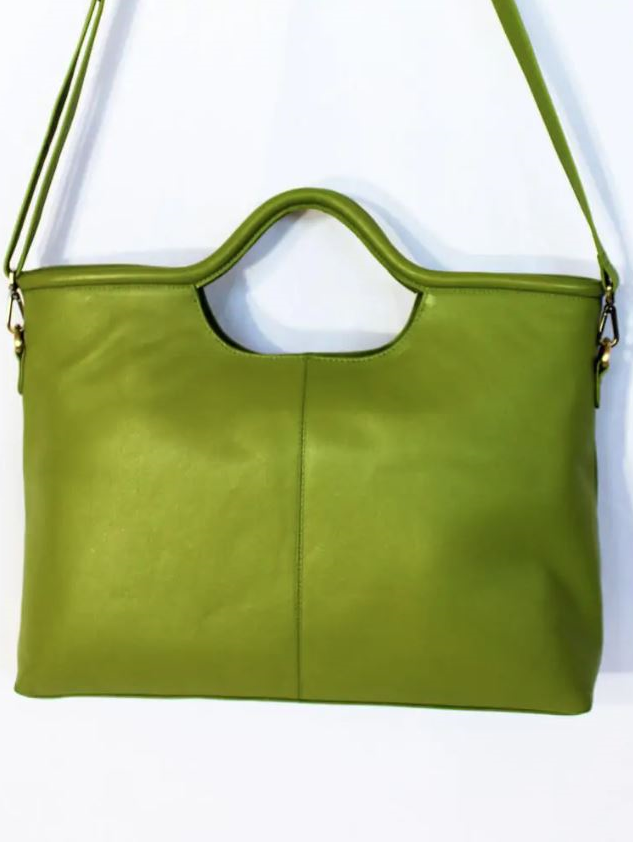 Borsa verde tracolla in pelle Cassia