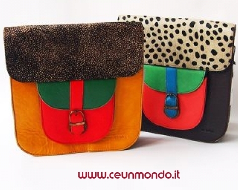 Borsa ZAINO in pelle riciclata e colorata SORUKA - Double stampa pelo