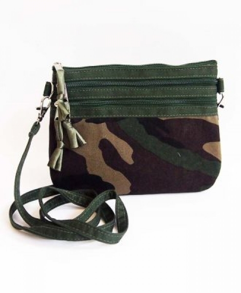 Borsa 3 tasche CAMOUFLAGE in cotone 19x14.5cm