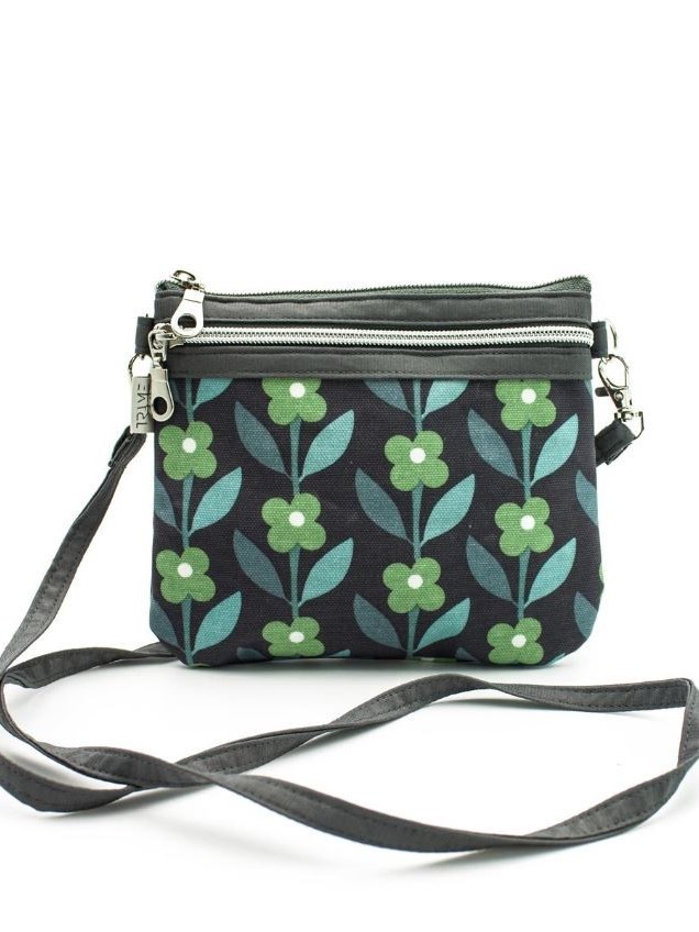 Borsa piccola 2 tasche in tessuto impermeabile Fiorita
