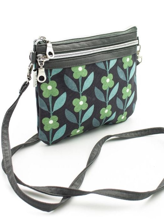 Borsa piccola 2 tasche in tessuto impermeabile Fiorita