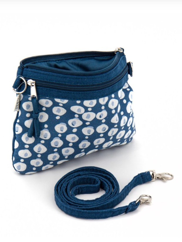 Borsa piccola 2 tasche in tessuto blu Eyes
