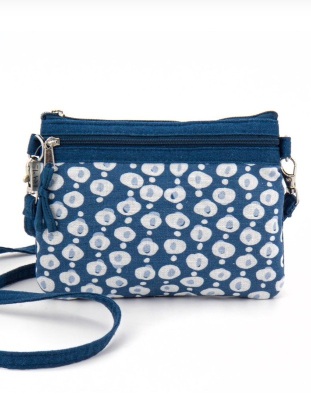 Borsa piccola 2 tasche in tessuto blu Eyes