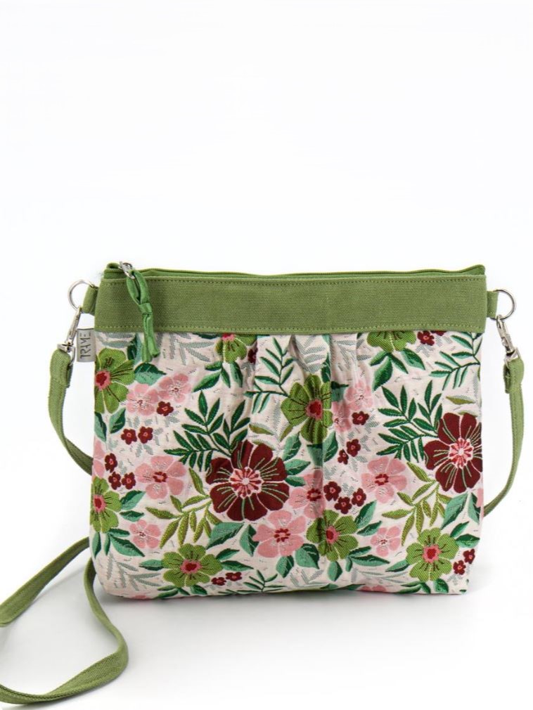 Borsa a tracolla Sweety in tessuto broccato verde