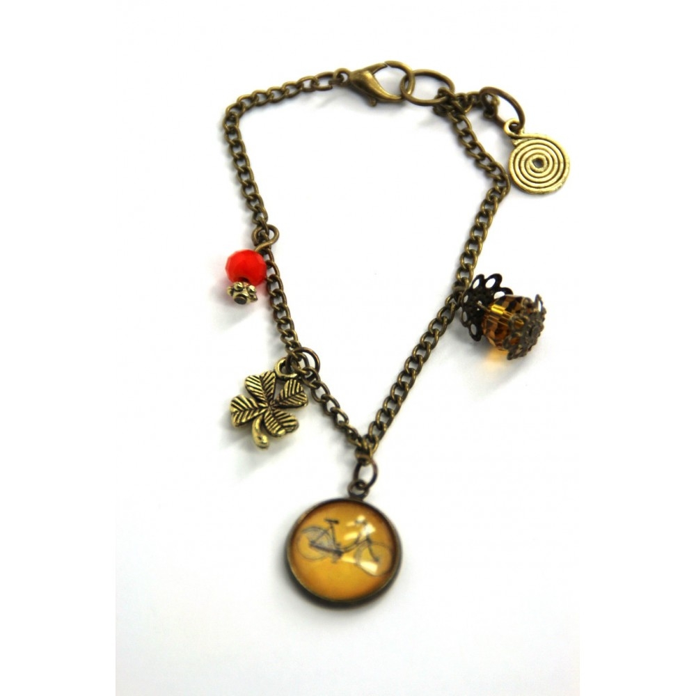 Bracciale pendagli metallo anticato in arancio Bici - Soul Scope