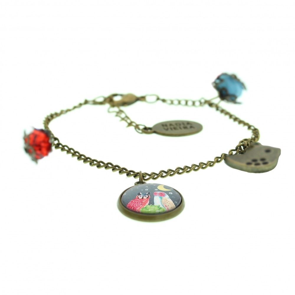 Bracciale con pendagli metallo anticato Gufo e civetta - Soul Scope