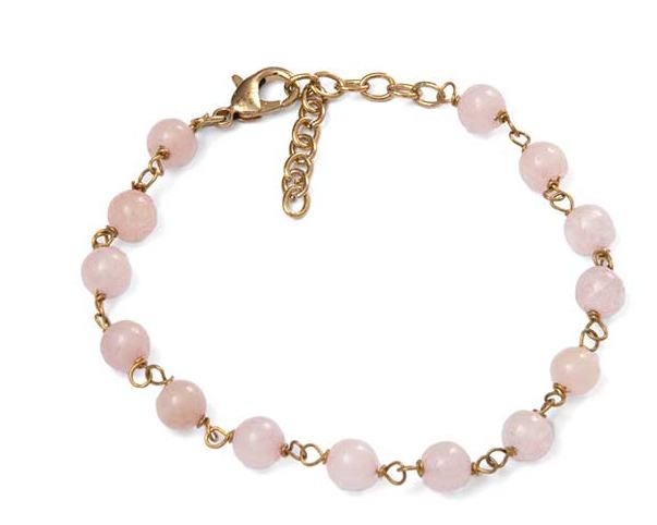 Braccialetto con perle di quarzo rosa - On Earth
