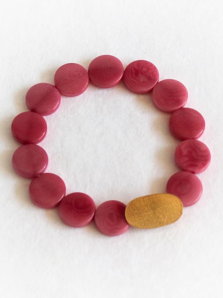 Bracciale dischi di tagua e oro Passiflora Rosa
