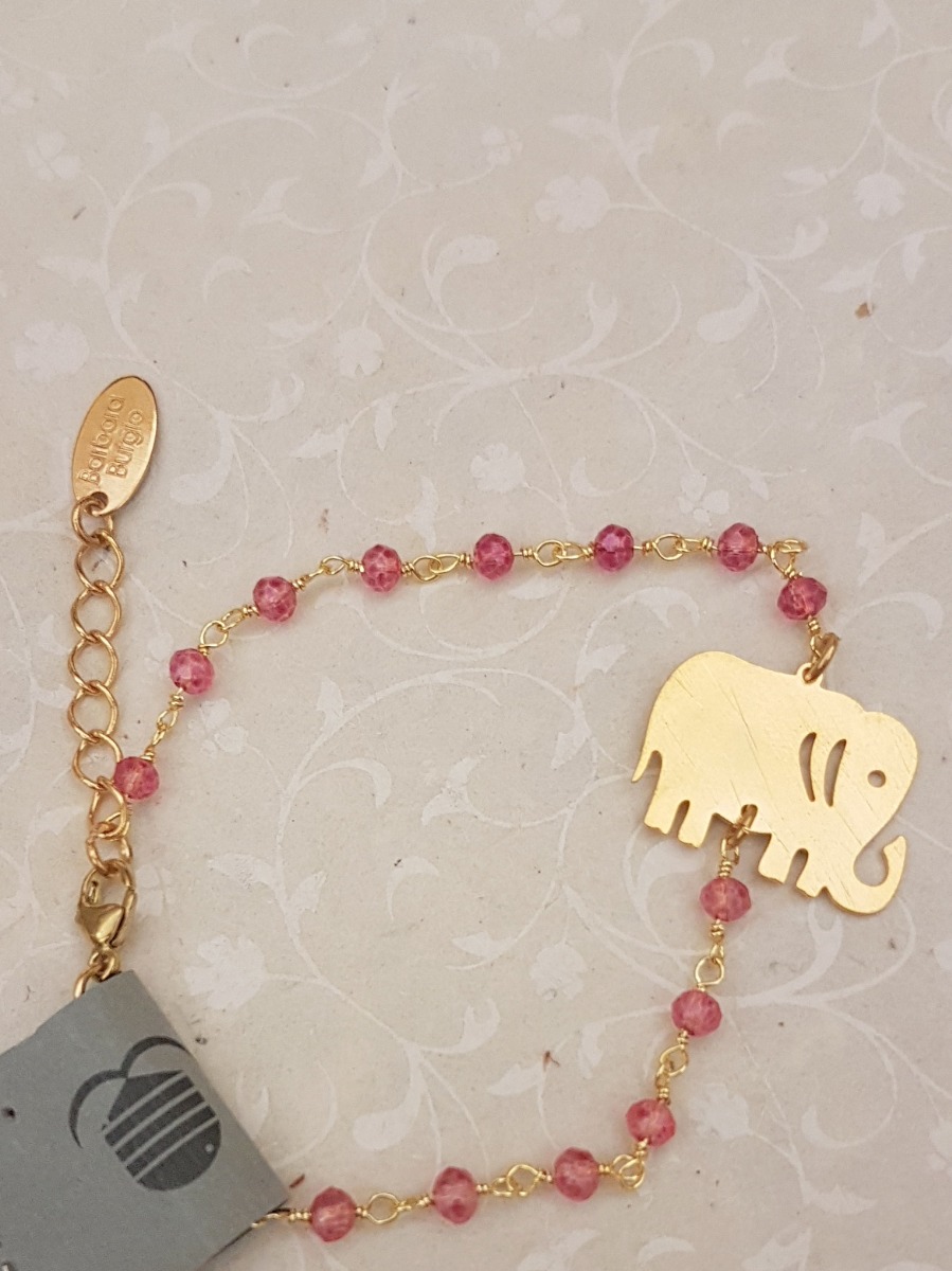 Bracciale dorato con Elefante e pietruzze