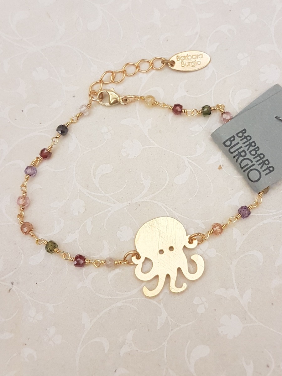 Bracciale dorato con Polipo e cristalli