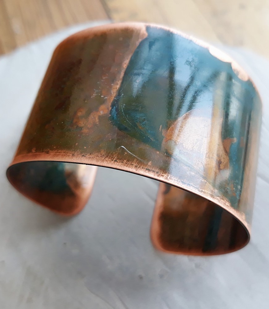 Bracciale di rame ossidato liscio grande - Hoiko