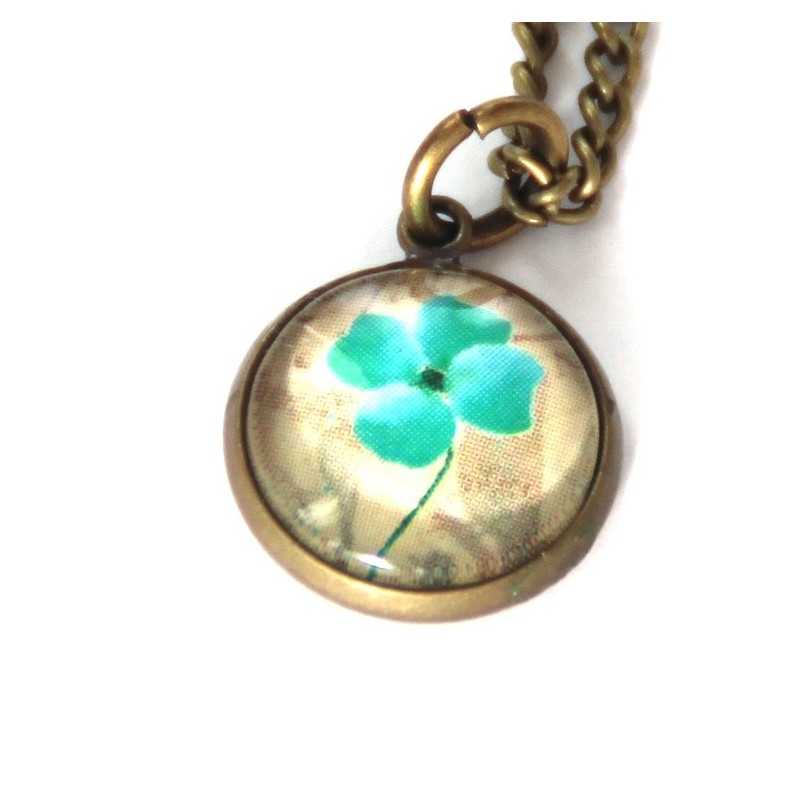 Bracciale con pendagli metallo anticato Quadrifoglio turchese - Soul Scope