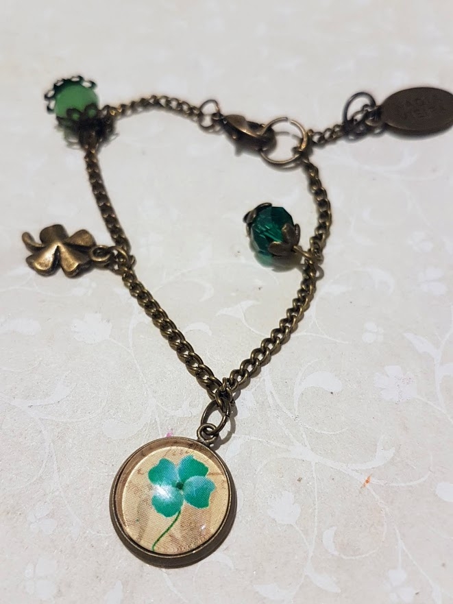 Bracciale con pendagli metallo anticato Quadrifoglio turchese - Soul Scope