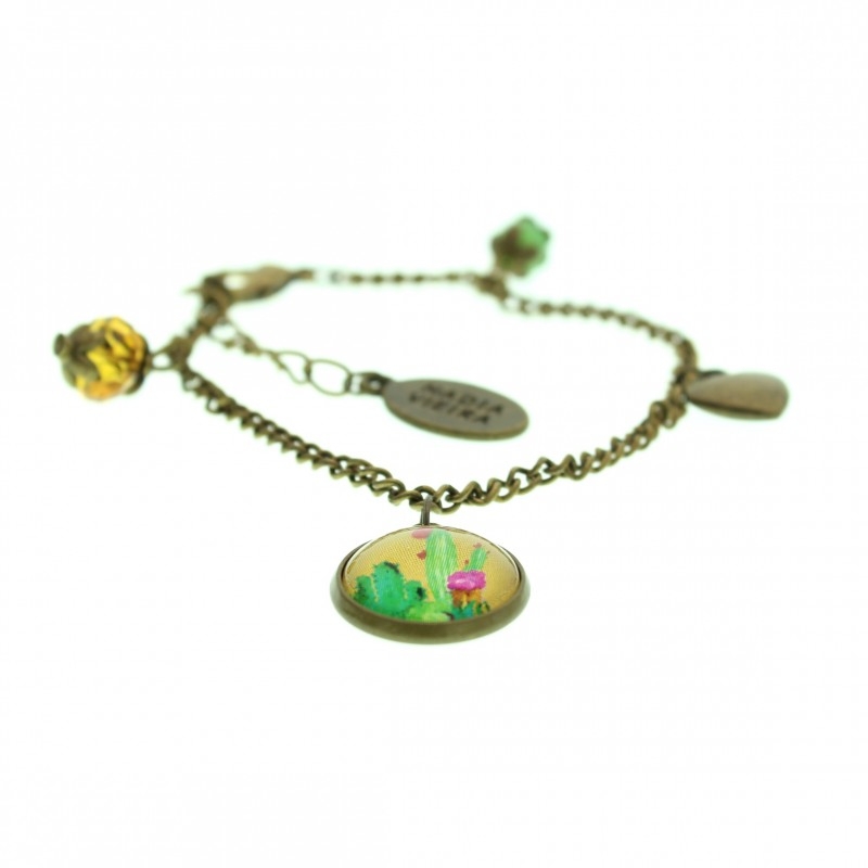 Bracciale pendagli metallo anticato in verde Cactus - Soul Scope