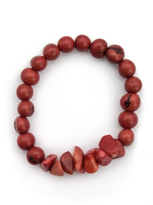 Bracciale in tagua e perle di acai CORONA rosso