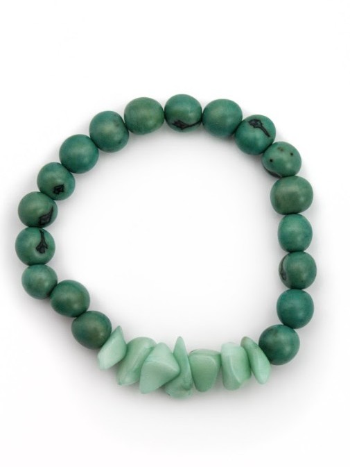 Bracciale in tagua e perle di acai CORONA verde acqua e menta