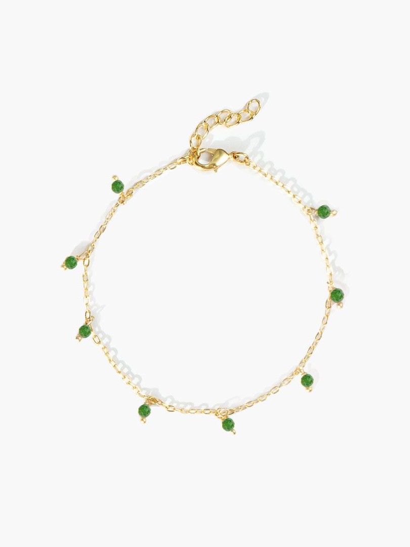 Braccialetto dorato con Onice verde, placcato oro, Mandum