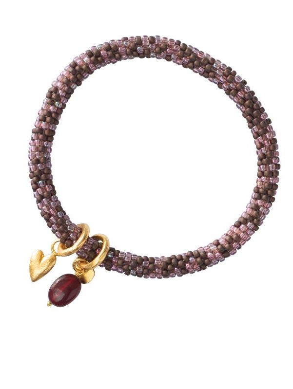 Bracciale dorato e granato con cuore Jacky