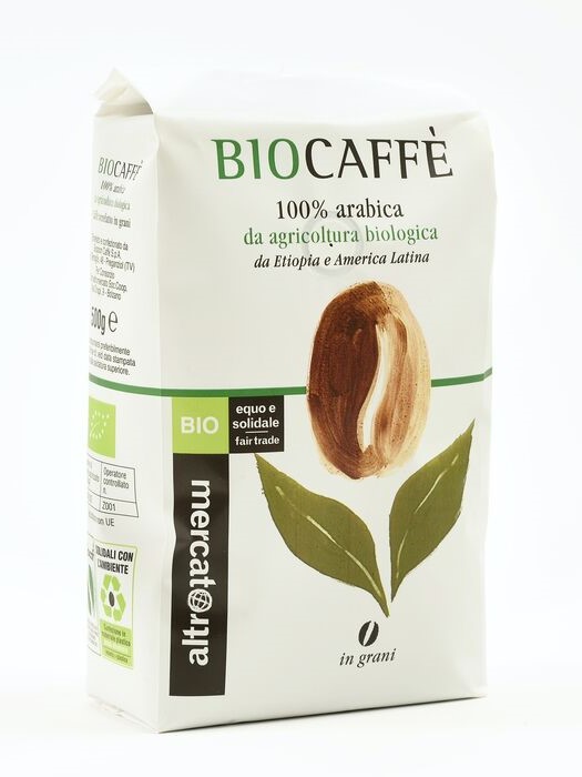 Caffè in grani 100% arabica da agricoltura biologica, Altromercato.