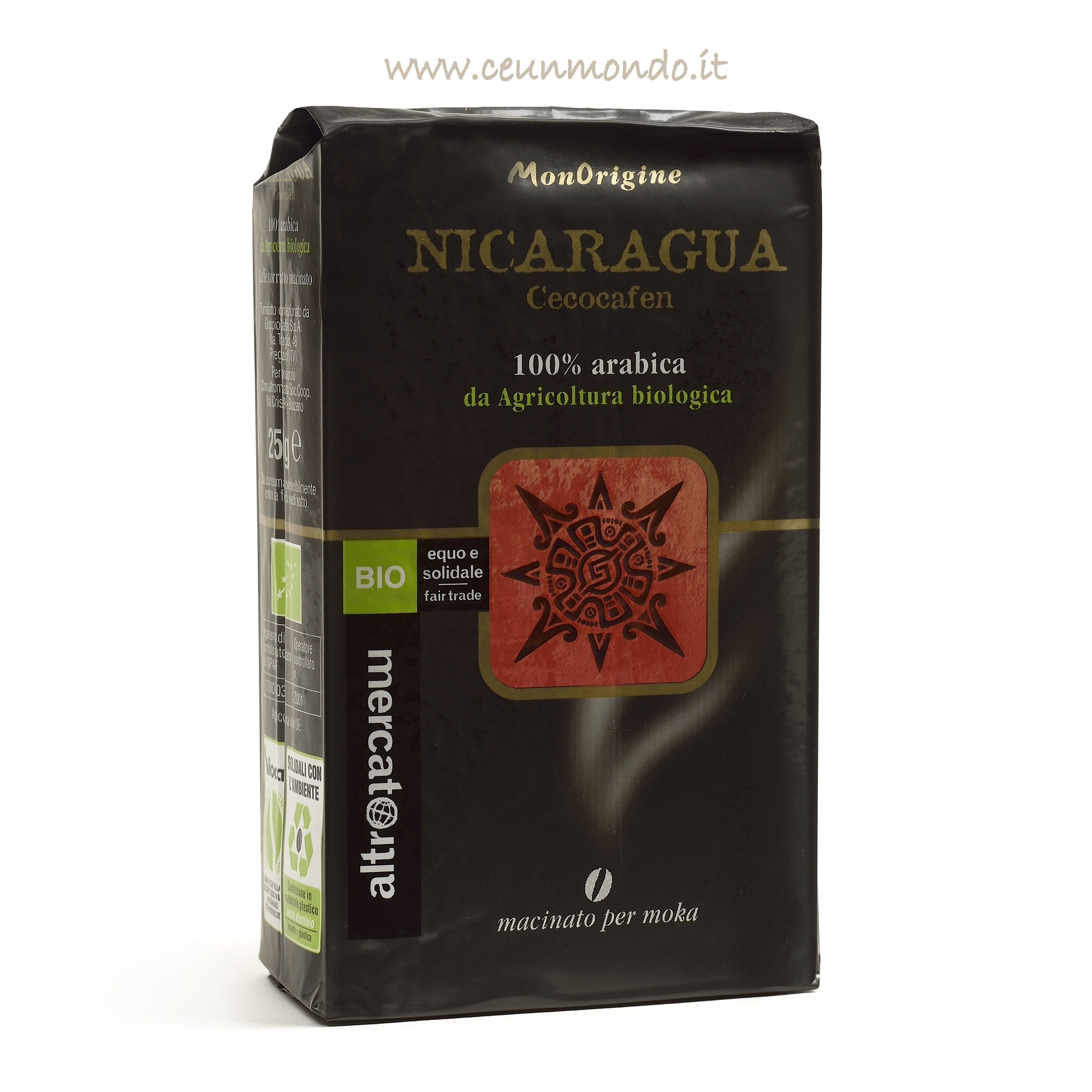 Caffè monorigine Nicaragua 100% arabica BIO per Moka 250 gr Altromercato