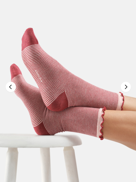 Calzini Donna in Bamboo righine rosse STRIPES