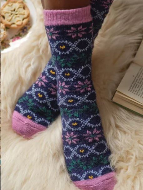 Calzini in lana stile norvegese Donna Eleni Blu navy
