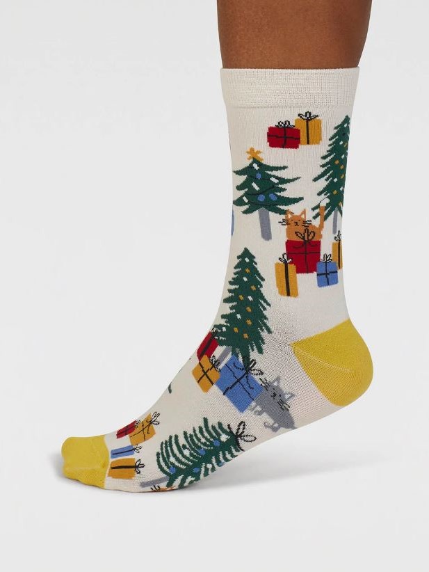 Calzini natalizi Donna in Cotone Bio Christmas Boxes bianchi