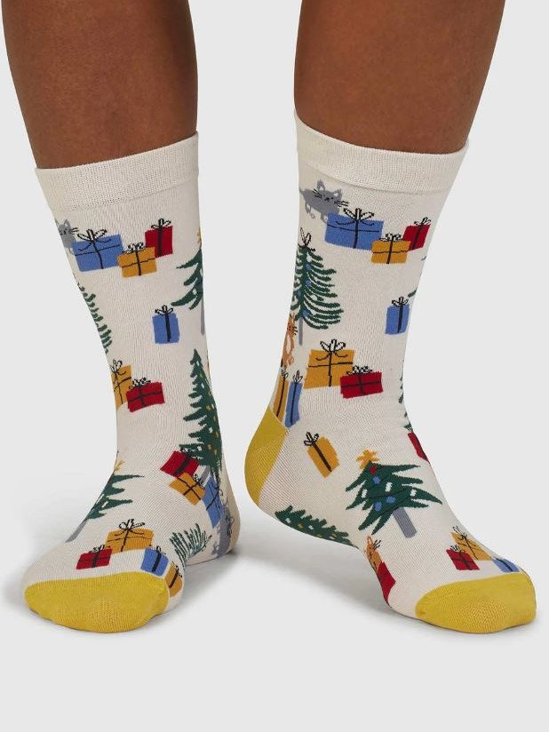 Calzini natalizi Donna in Cotone Bio Christmas Boxes bianchi