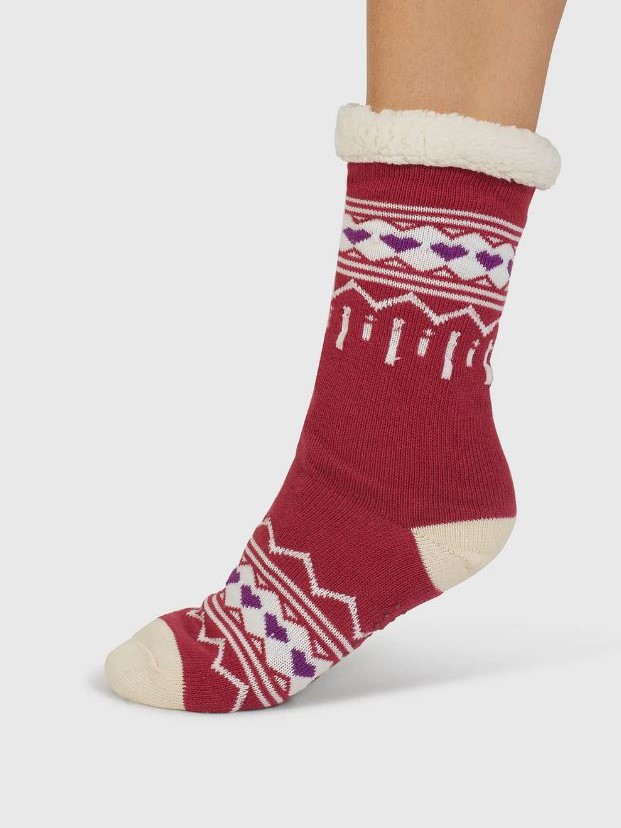 Calzini antiscivolo natalizi Donna Ilah Fair Isle Rossi