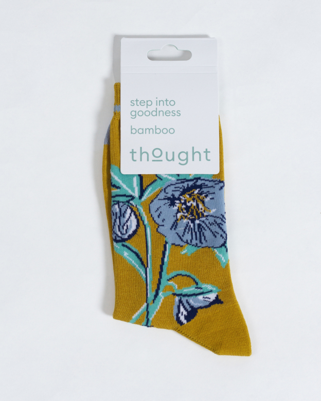 Calzini colorati Donna in bamboo bio Floral yellow