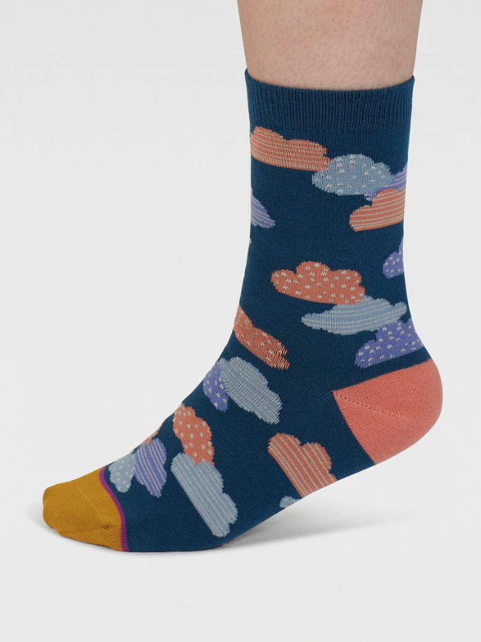 Calzini colorati Donna in cotone bio Nuvole blu