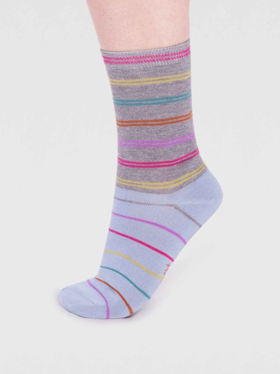 Calzini DONNA in bamboo Lauryn a righe Grigio azzurro