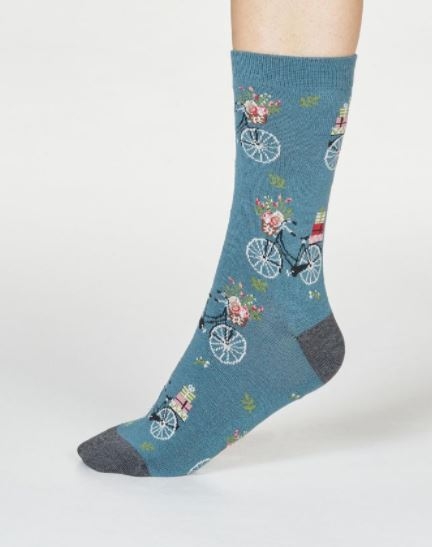 Calzini in bamboo Bici in azzurro - Thought