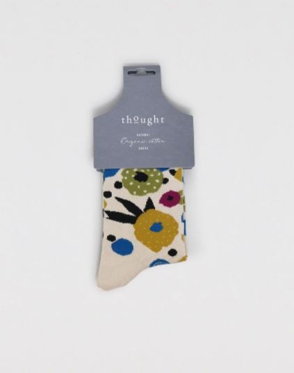 Calzini in bamboo Viola floral white - Thought