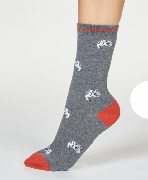 Calzini in bamboo Cat in grigio - Thought
