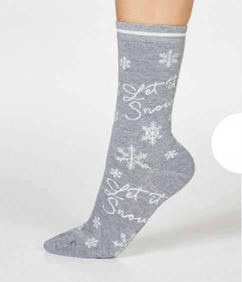 Calzini in bamboo Let it snow in grigio - Thought