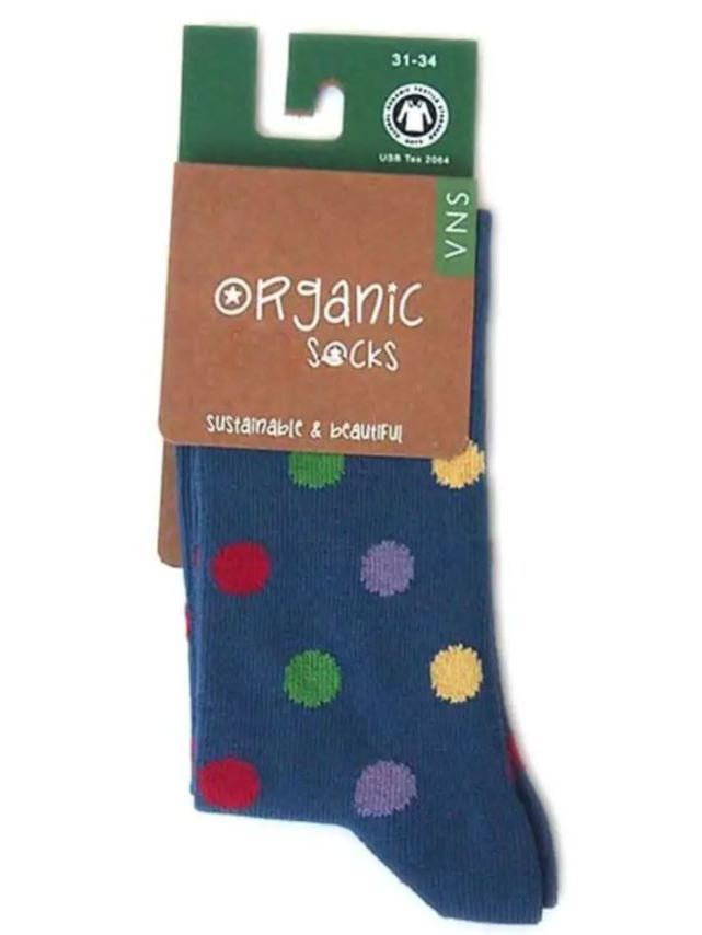 Calzini donna Blu pois colorati cotone biologico