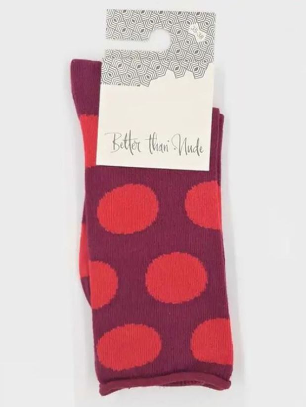 Calzini donna Dots Rossi pois lamponein cotone biologico senza elastico