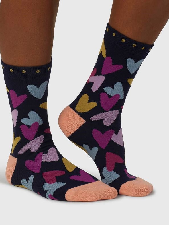 Calzini colorati Donna in cotone bio Hearts Blue