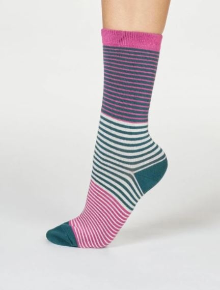 Calzini in bamboo Katleen righe fucsia - Thought